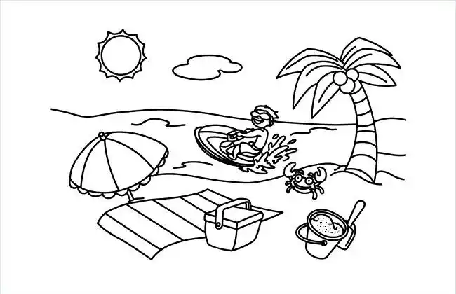 海边沙滩风情简笔画图片,图片,简笔画-学笔画