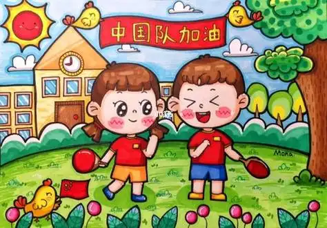 儿童画奥运会举重主题画