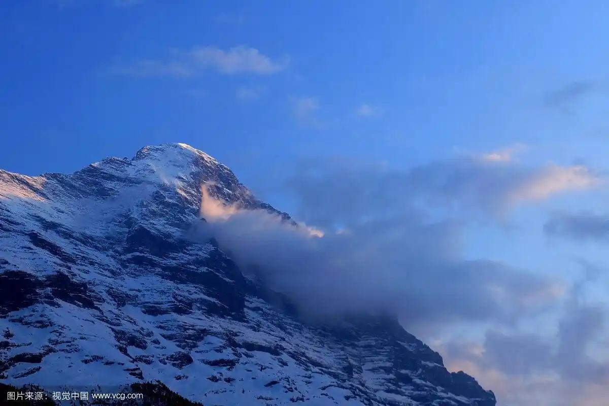 冬天的雪景在北面的艾格尔山,格林