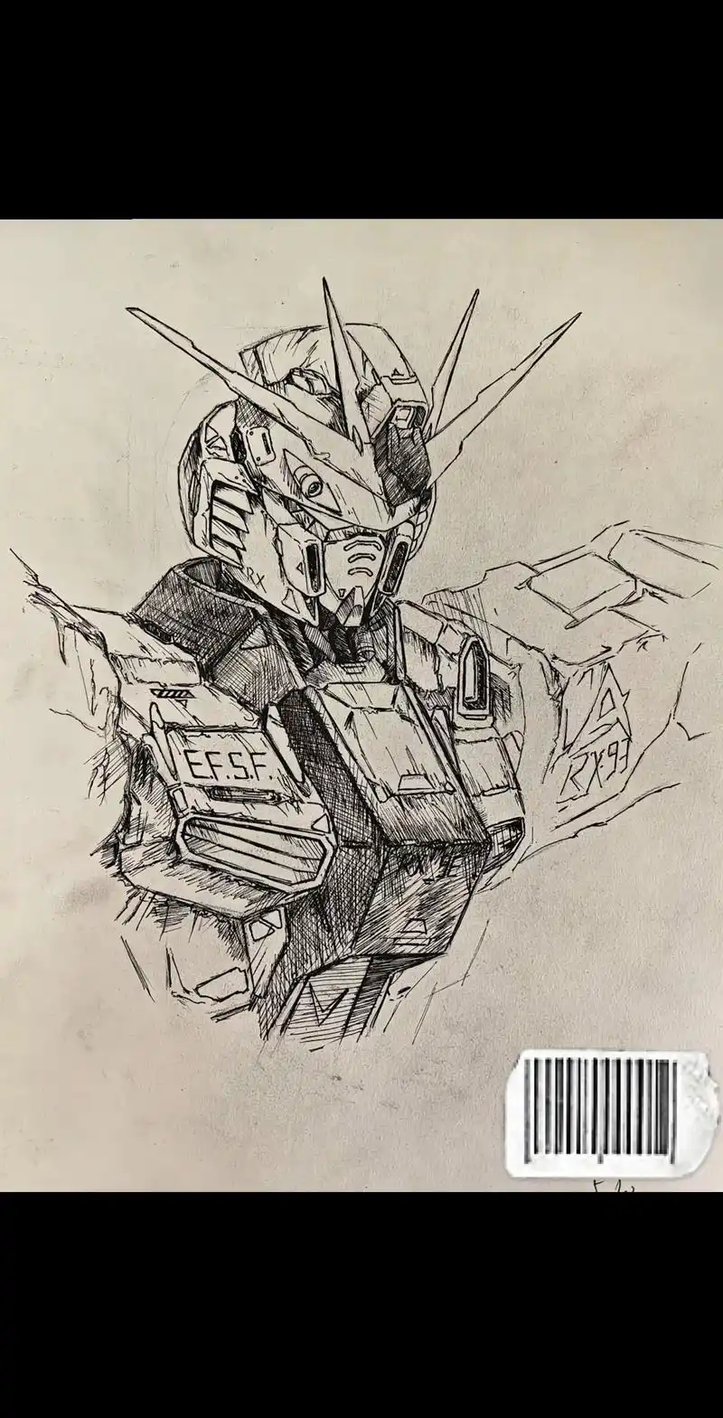 技术真的有限,瞎临摹的#手绘 #高达 - 抖音