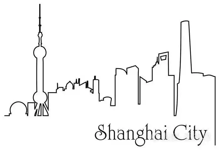 上海城市一线画抽象背景