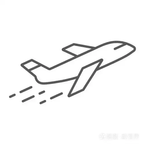 飞机细线图标, 飞机和旅行, 平面符号, 矢量图形, 白色背景上的线性