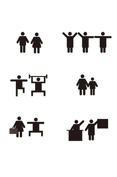 棕色简约矢量小人运动动作图标