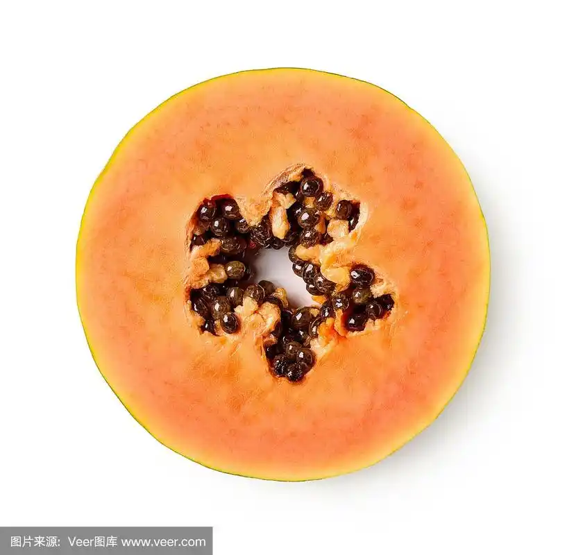 新鲜成熟的木瓜切片