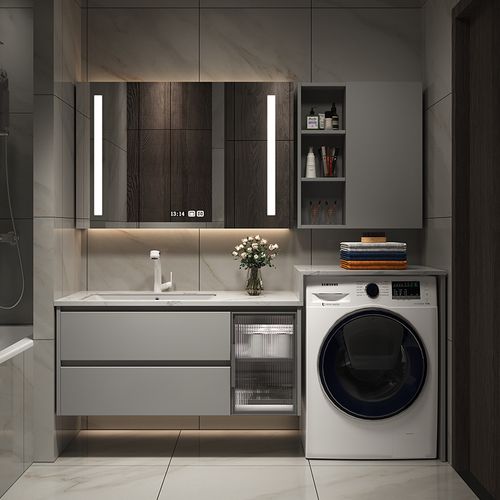 卫生间浴室柜洗衣机一体柜组合现代简约岩板洗手盆柜洗衣柜洗漱台