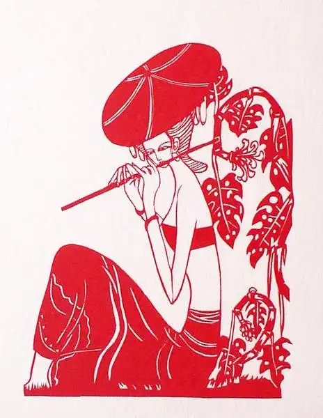 淑女剪纸窗花中国特色手工艺品现代美女剪纸家居装饰画玻璃贴人物淑女