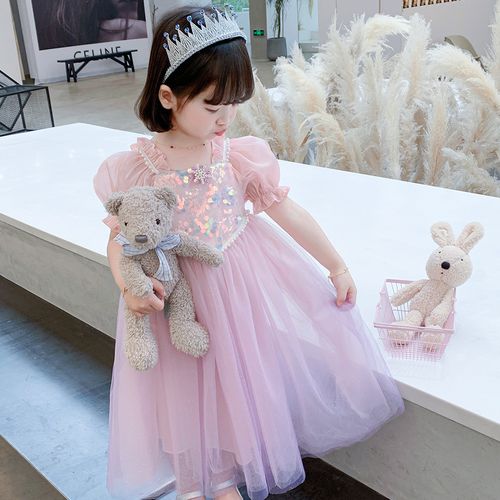 高端女童连衣裙夏装女宝宝洋气生日蓬蓬纱仙女裙儿童爱莎公主裙子