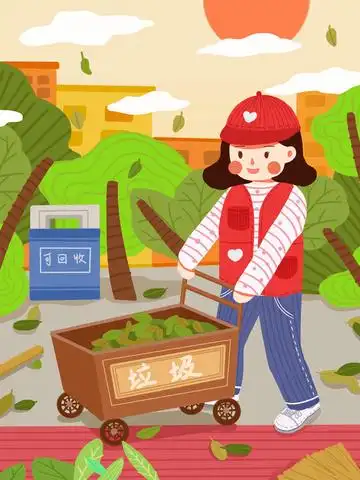 卡通环卫志愿者拿著垃圾袋 免费png和psd图片素材