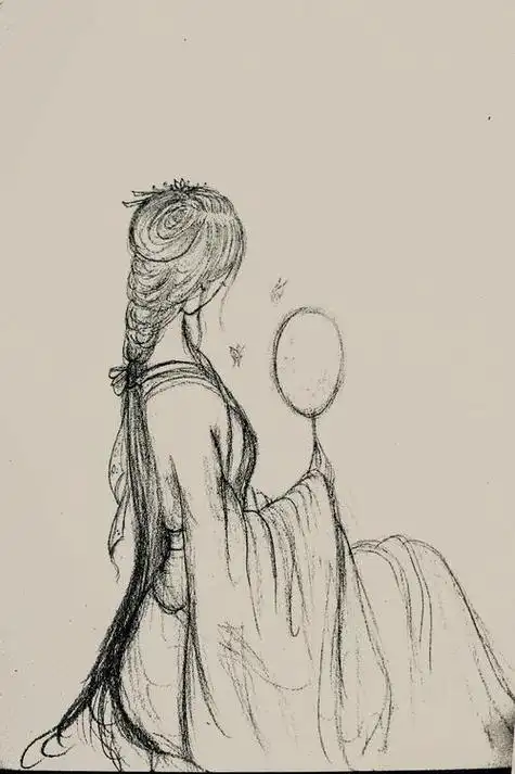 简笔画古代的女子背影都是那么美手绘 古风 唯美