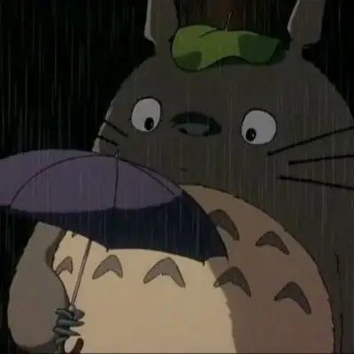 选取宫崎骏"龙猫">关于接到,礼物"雨伞"表情九连拍.