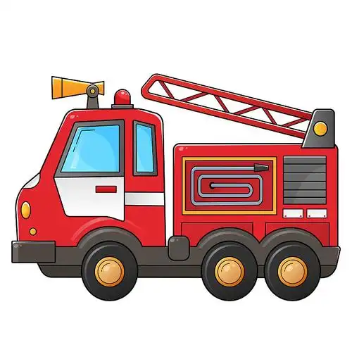 卡通红色消防车.专业的运输.彩色矢量插图的孩子.插画下载