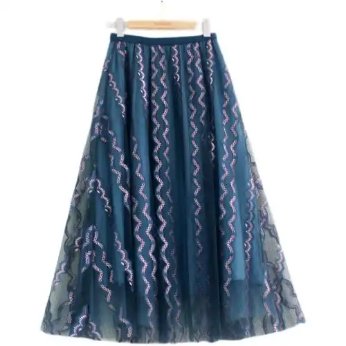 飘逸仙女裙四季原创垂感显瘦蕾丝裙半身裙百搭长裙a字修身时尚