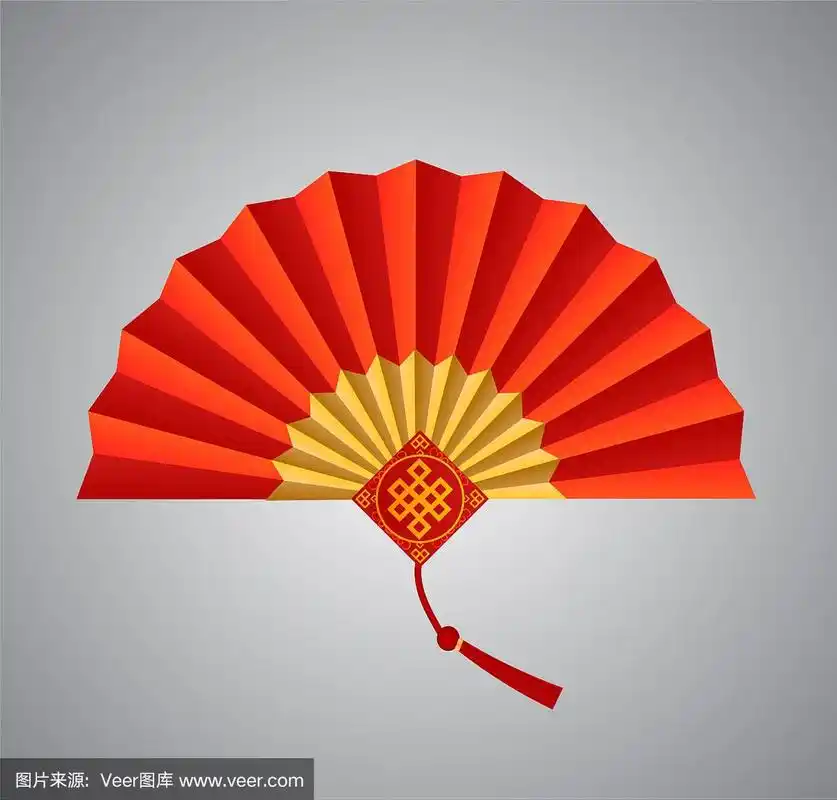 红色,绘画插图,矢量,折扇,白色背景