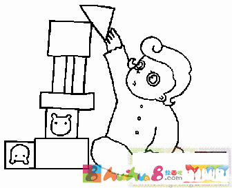 小男孩玩积木玩具简笔画 - 马子石画画网