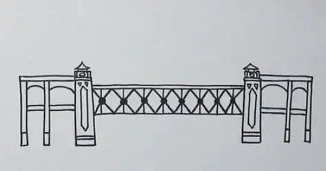 好看漂亮的武汉长江大桥简笔画教程 带颜色的武汉长江大桥简笔画怎么