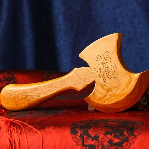 桃木斧子小斧斧头摆件结婚坐福搬家乔迁木雕木雕