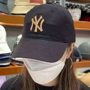 mlb帽子韩国专柜正品洋基队ny金标黑色男女软顶运动遮阳棒球帽
