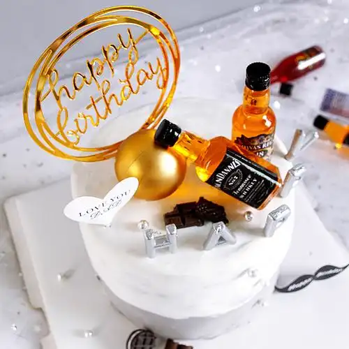 生日蛋糕装饰摆件酒瓶男生男神爸爸酒杯仿真节日装扮用品