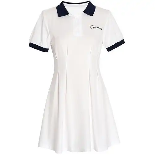 polo领连衣裙女夏季2021年新款学院风撞色短裙减龄收腰显瘦裙子潮