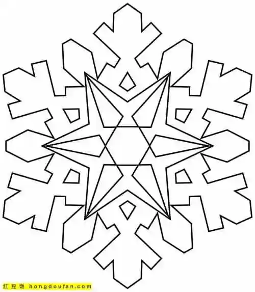 11张雪花剪纸空白图形模板免费下载 | 红豆饭小学生简笔画大全