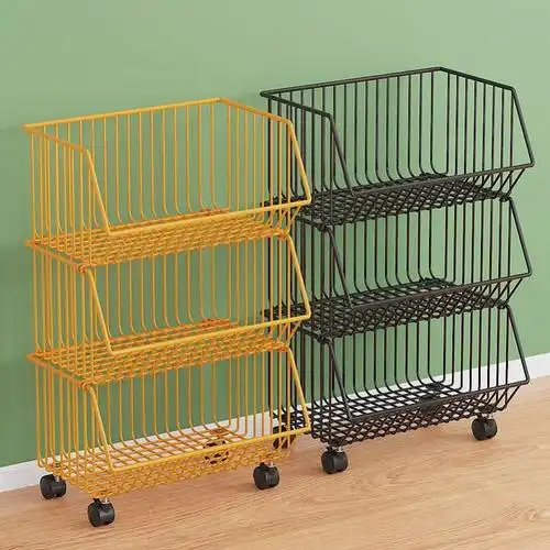 铁架子厨房家用置物收纳筐多层放置简易蔬菜架放碗架小物品的组装