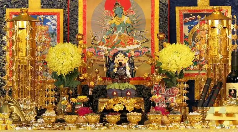 真言宗唐密加持 纯铜彩绘 三面大黑天神 三面大财神