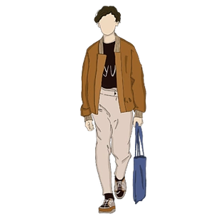 手绘卡通男士穿搭元素男鞋水平传单矢量夏天时装模特儿蓝色男人鞋店和
