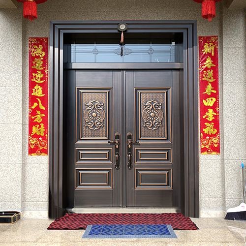 骊嘉锌合金别墅大门双开门防盗门家用乡村四开进户门农村自建房入户门