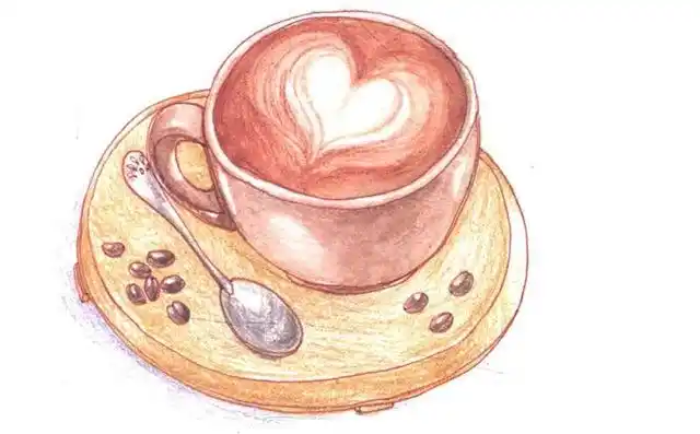 用色铅笔怎么画拿铁咖啡