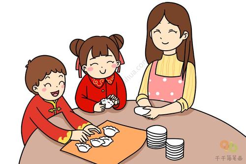 过年包饺子简笔画