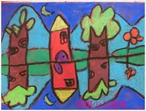 水中有树的倒影简笔画