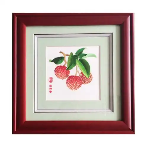 py/品粤 广绣粤绣 岭南特色荔枝手工刺绣摆件 大吉大利 送领导客户