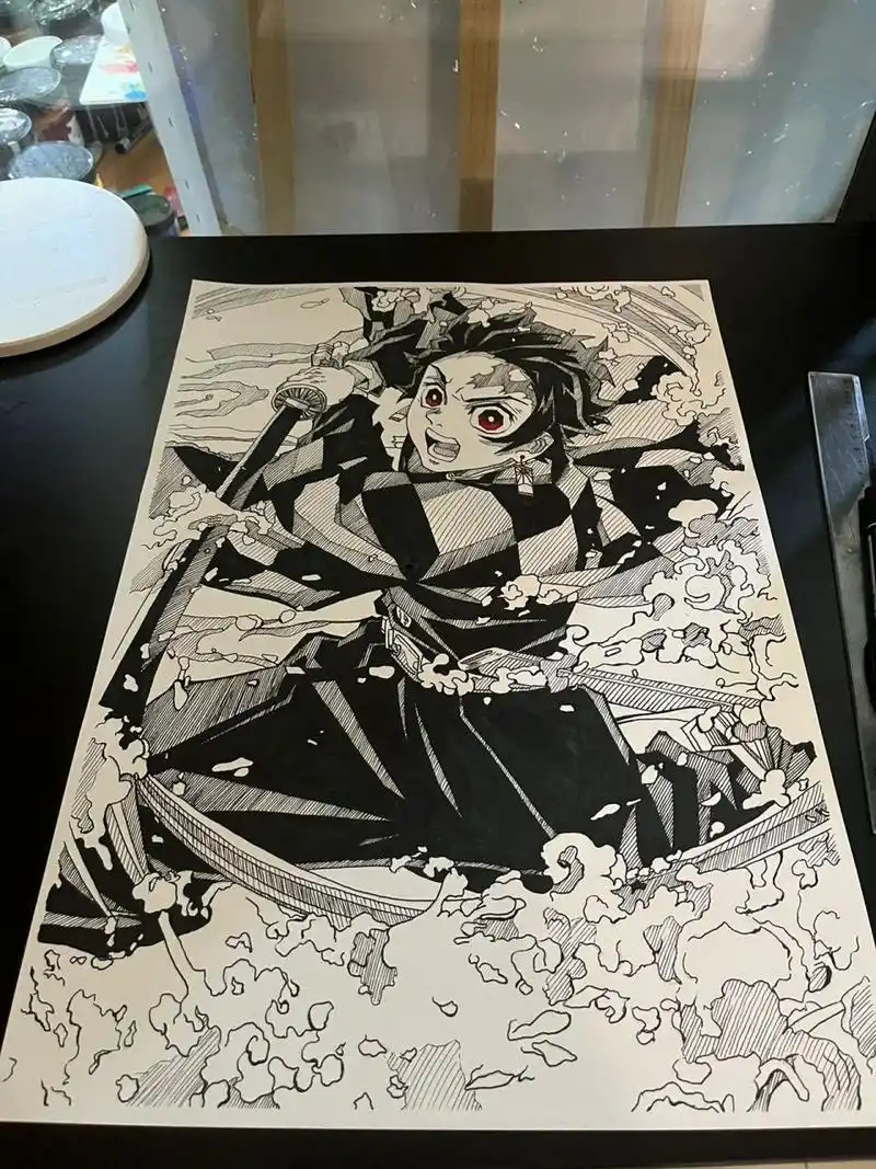 鬼灭之刃 灶门炭治郎 8k素描纸起型到画完6个小时