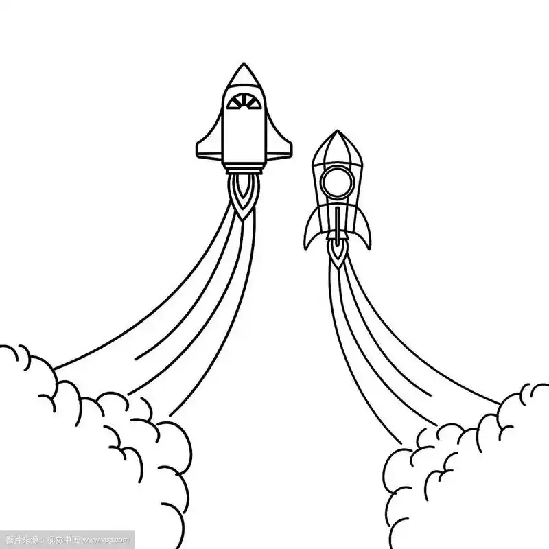 火箭在白色背景中起飞