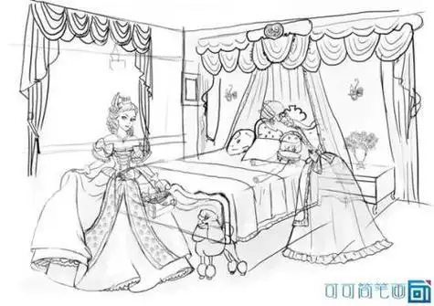 公主房子可爱卧室简笔画