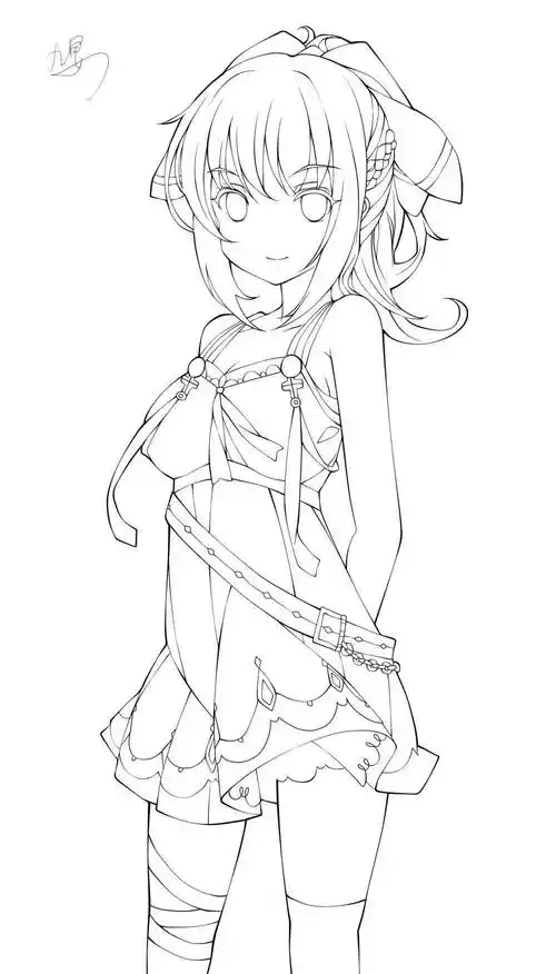 大量动漫素材线稿q版人物男女动漫人物素材快来练习吧