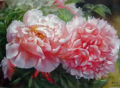 许时垦《牡丹花》青年实力派书画家 布面油画