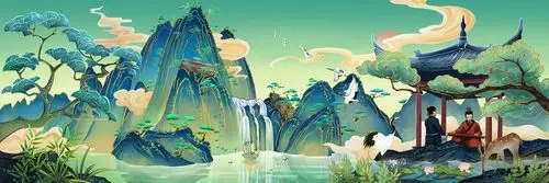 古风名仕插画海报之高山流水