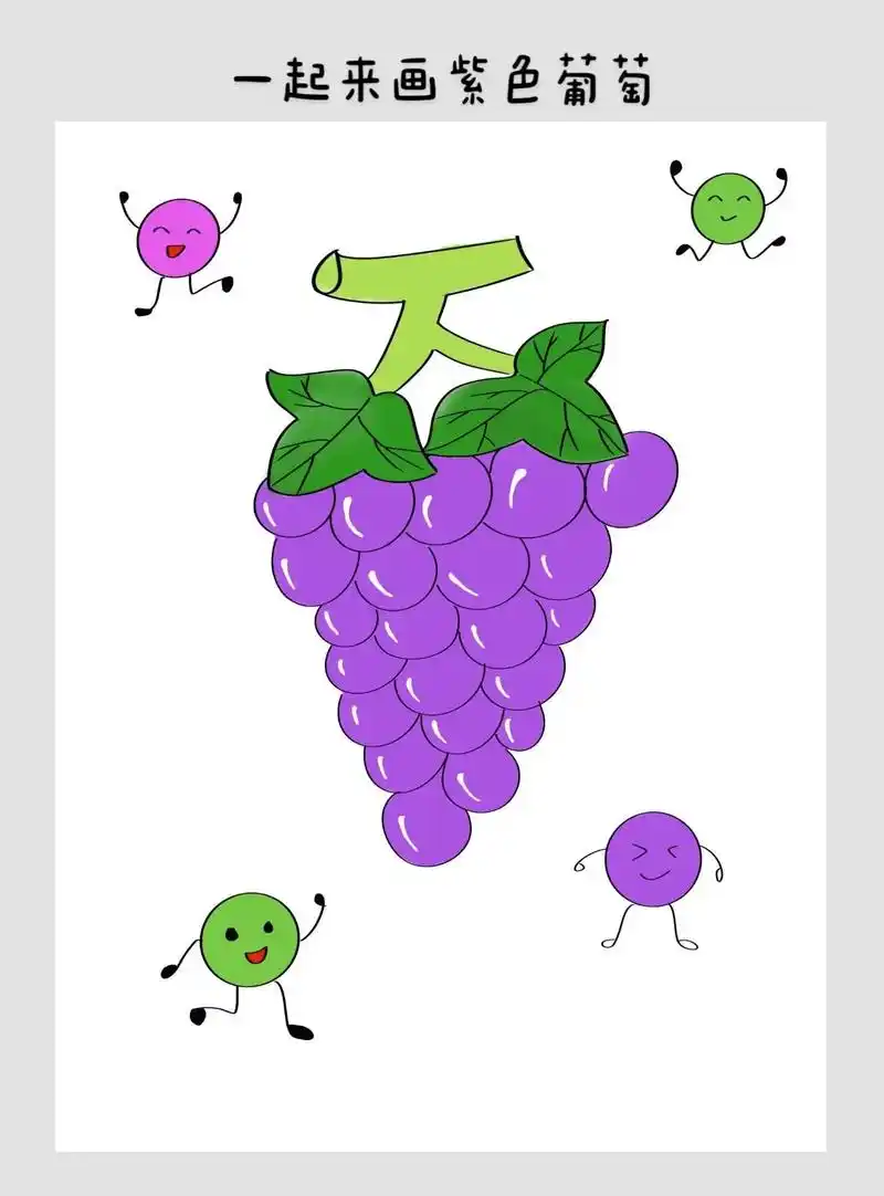 一起来画紫色葡萄   简笔画.葡萄园里的葡萄成熟了,看啊,它 - 抖音