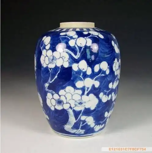 漂亮有个性◥秀雅少见●康熙年制青花冰梅冬瓜罐◣古玩真品永流传