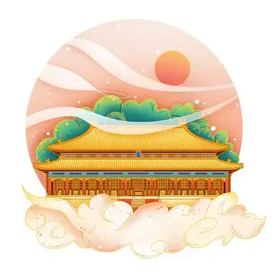 国潮北京故宫古建筑png插画