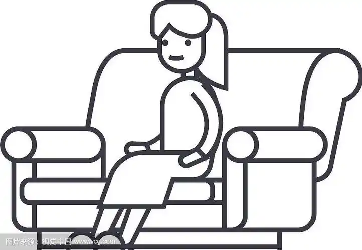 女人坐在沙发上线图标标志