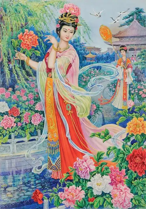 8313贵妃赏春纸本水彩