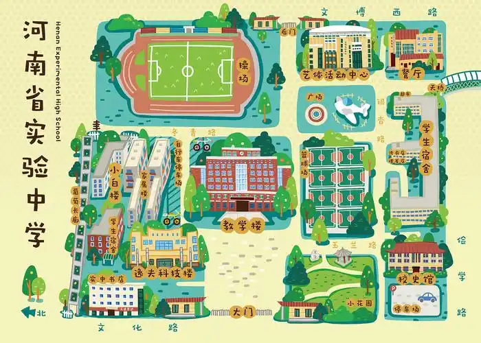 还是很喜欢当时的风格的河南省实验中学手绘地图多年前的作品了青岛