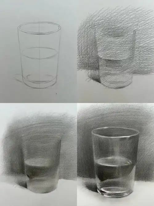 素描玻璃杯 详细图文.#零基础学画画 #素描基础 #想画就画 - 抖音
