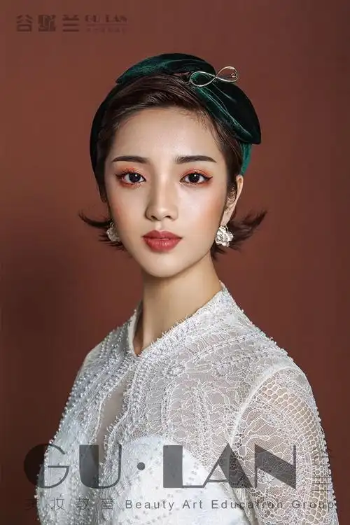 短发复古拍摄新娘整体设计