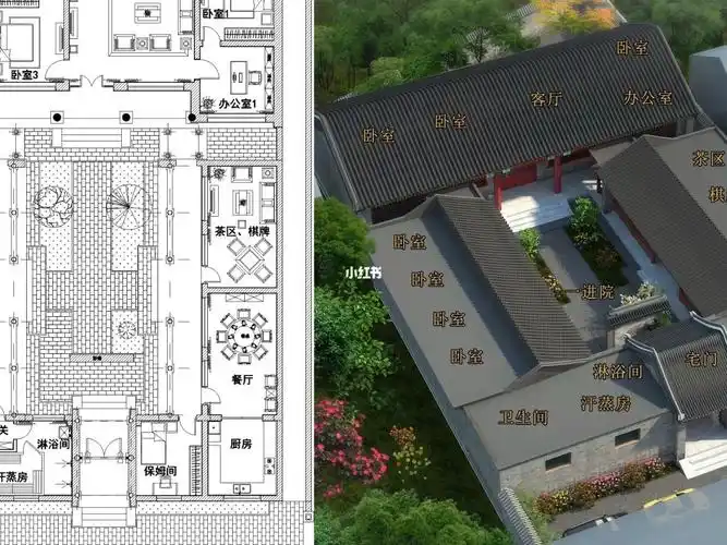 面宽1950米进深3165米一进四合院