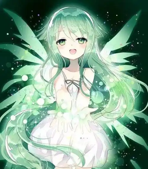 出单绿发绿瞳女漫头像