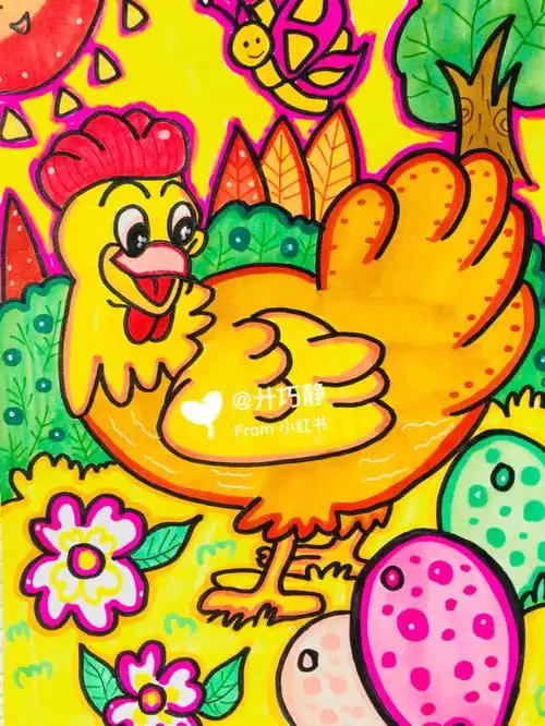 儿童简笔画109可爱的母鸡