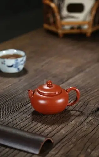 宜兴原矿紫砂朱泥小品壶摹古清代孟臣壶 120ml 文气可人 出水舒畅